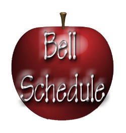 Apple with text reading "Bell Schedule"